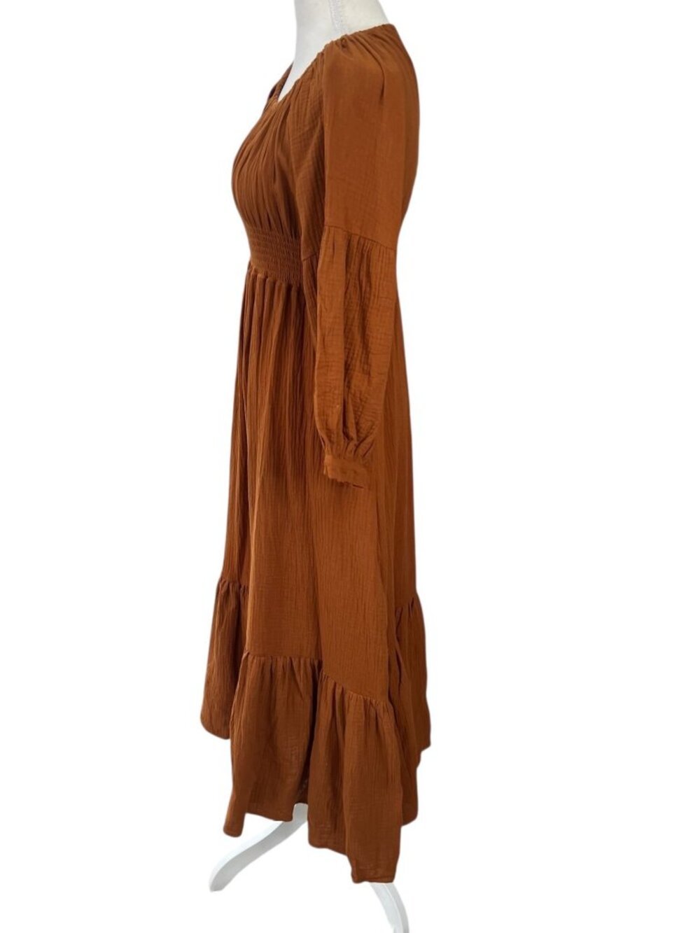 Emme Eliza NWT Maternity and Nursing Dress in Cotton Gauze Cinnamon Size Large - Picture 2 of 7